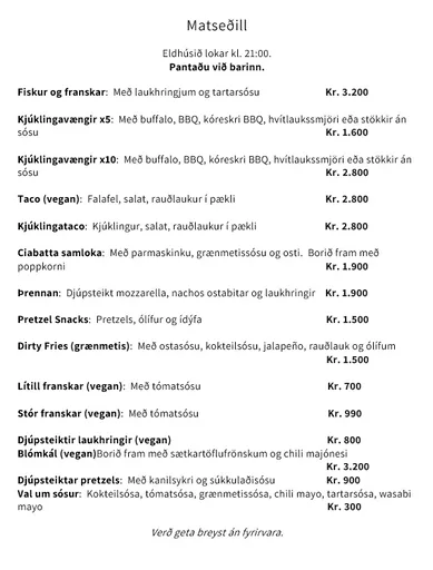 Dokkan brugghús menu 1