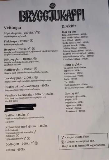Bryggjukaffi menu 1