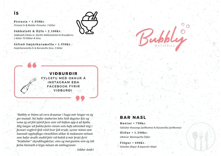 Bubbly Bistro & Wine menu 2