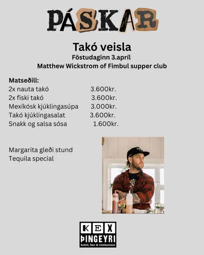 Kex Þingeyri 3. og 4.apríl  menu 2