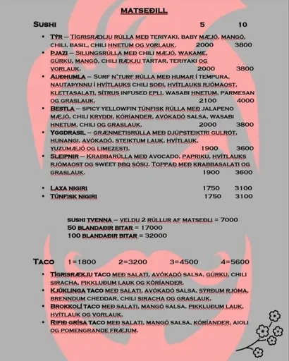 Jötunn restaurant menu 1